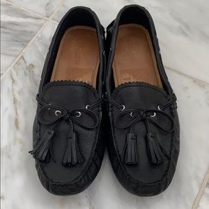 Coach black leather driving moccasins